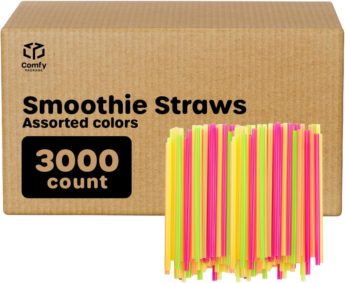 Plastic Smoothie Straws, Smoothie Straws, Disposible Straws, Straws -Pack of 100 (8.5 Plastic Smoothie Straws, Smoothie Straws, Disposible Straws, Straws -Pack of 100 (8.5